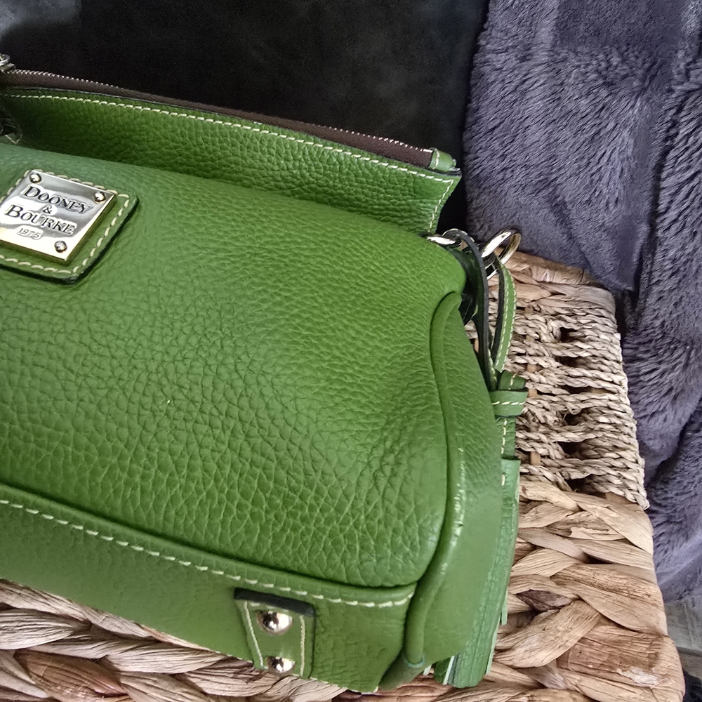 Dooney & Bourke Lime/Grass Green Pebbled Leather Small Satchel Shoulder Bag - Picture 9 of 17